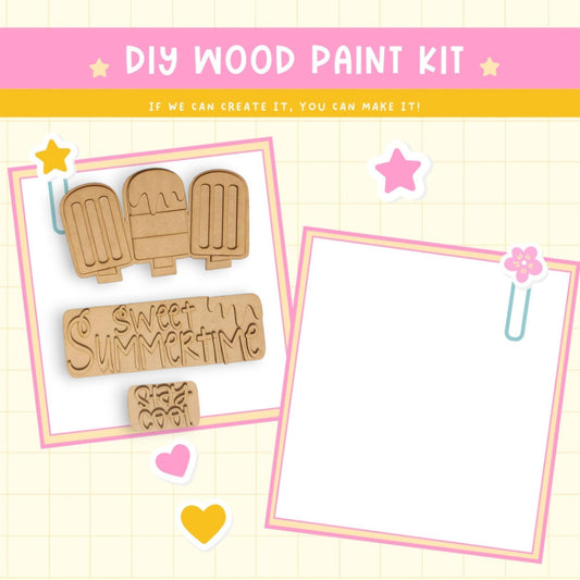 a wooden craft kit with a picture and a picture frame
