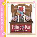 The image is a wooden paint kit for creating a Mother's Day countdown display.