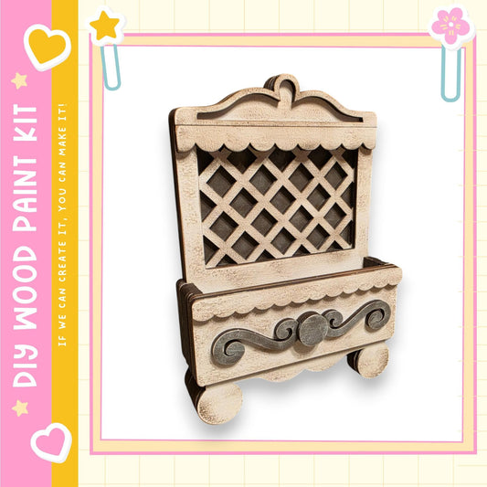 a wooden cabinet with a decorative design on the front.