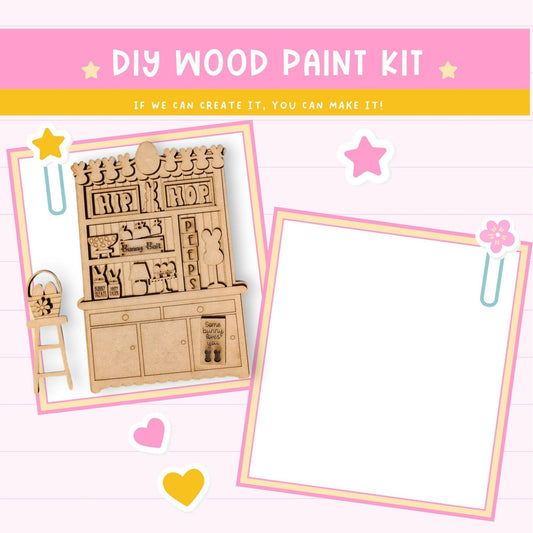 a wooden craft kit with a picture of a dresser