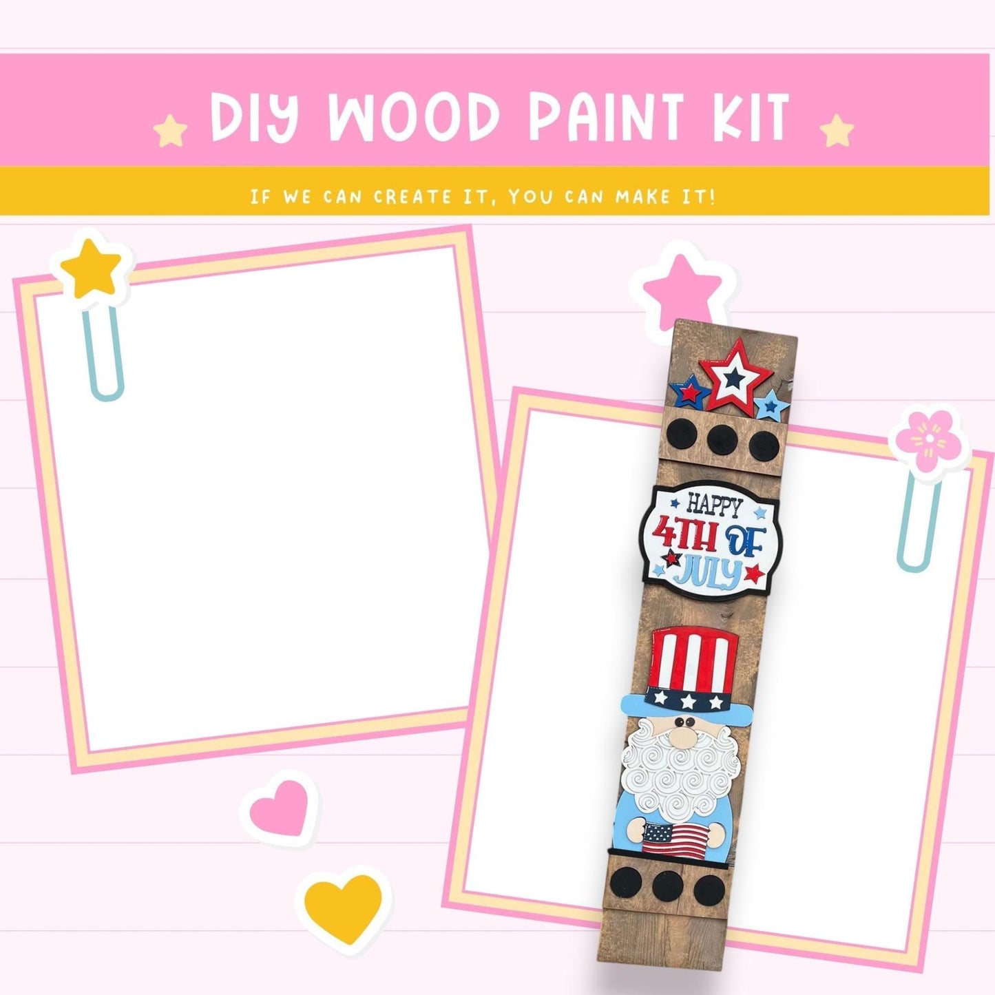 a wooden craft kit with a picture frame