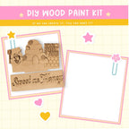 a wooden craft kit with a picture of a man and a woman