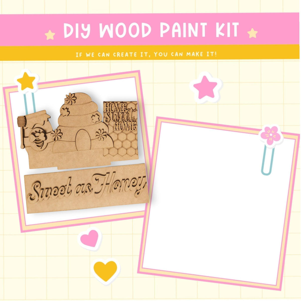 a wooden craft kit with a picture of a man and a woman