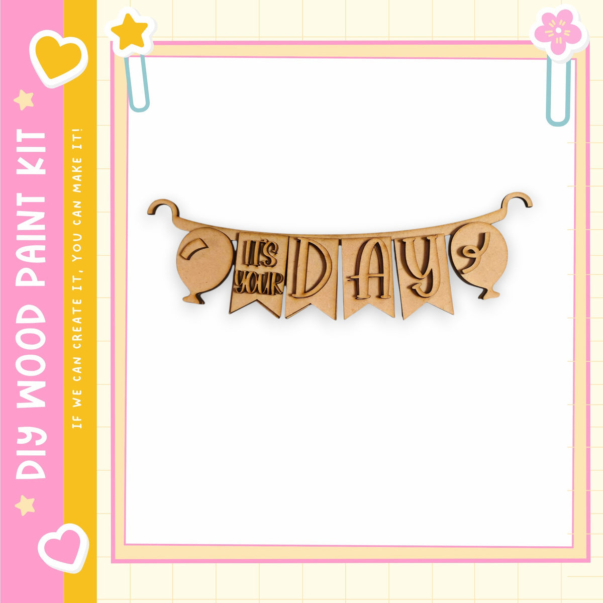 a banner with the word "DAYS" written on it, hanging from a frame.