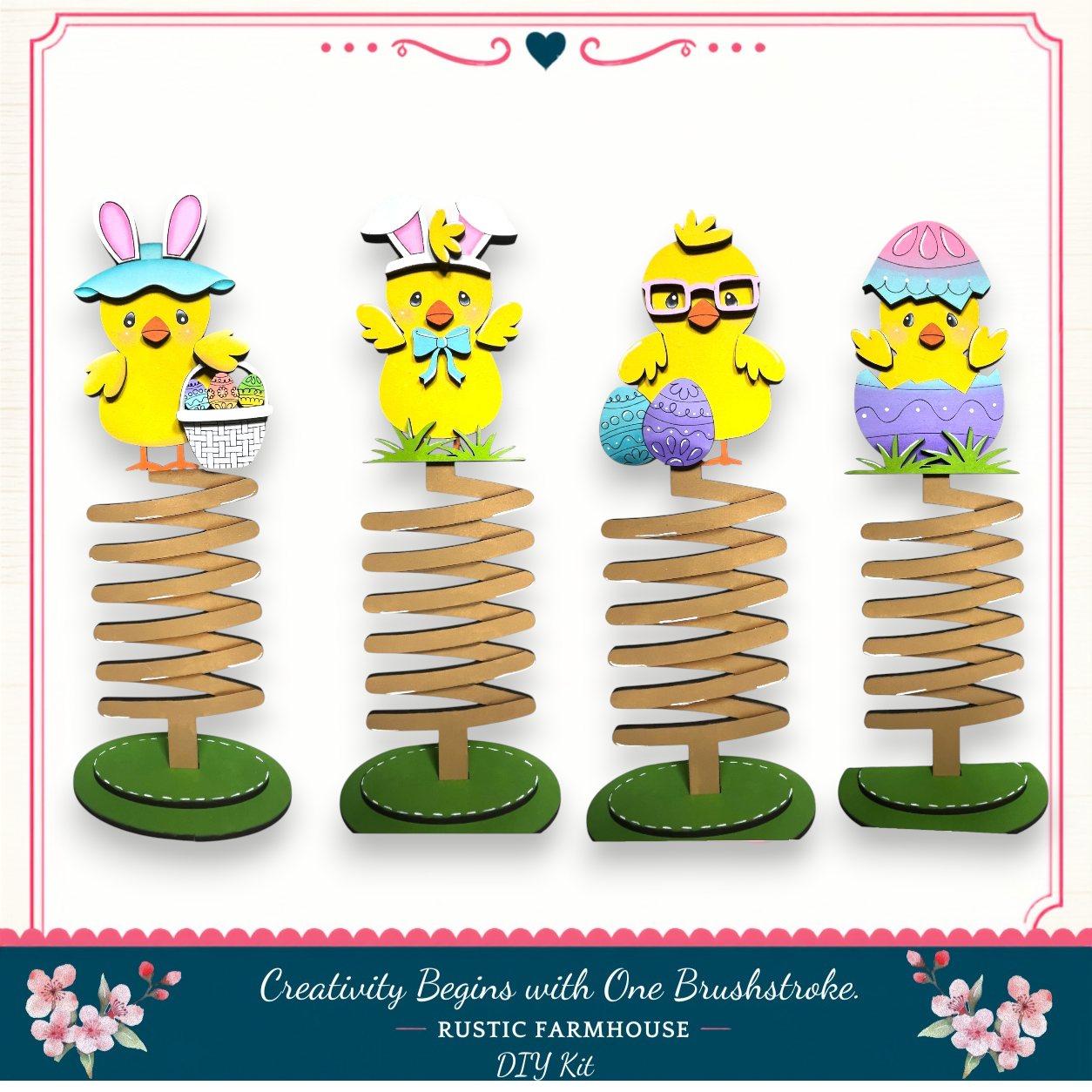 a group of paper cut outs of easter chicks