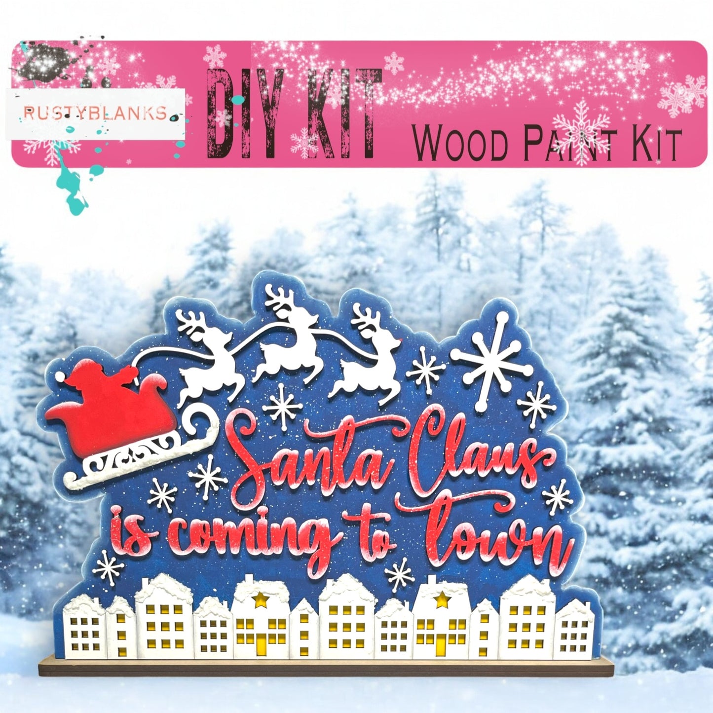 a wooden sign that says santa claus is coming to town