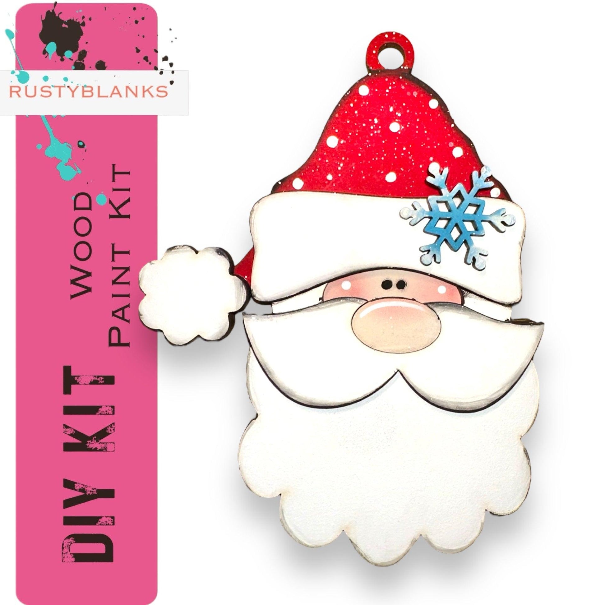 a wooden ornament with a santa clause on it