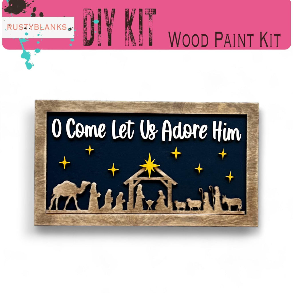 a wooden nativity scene with the birth of jesus