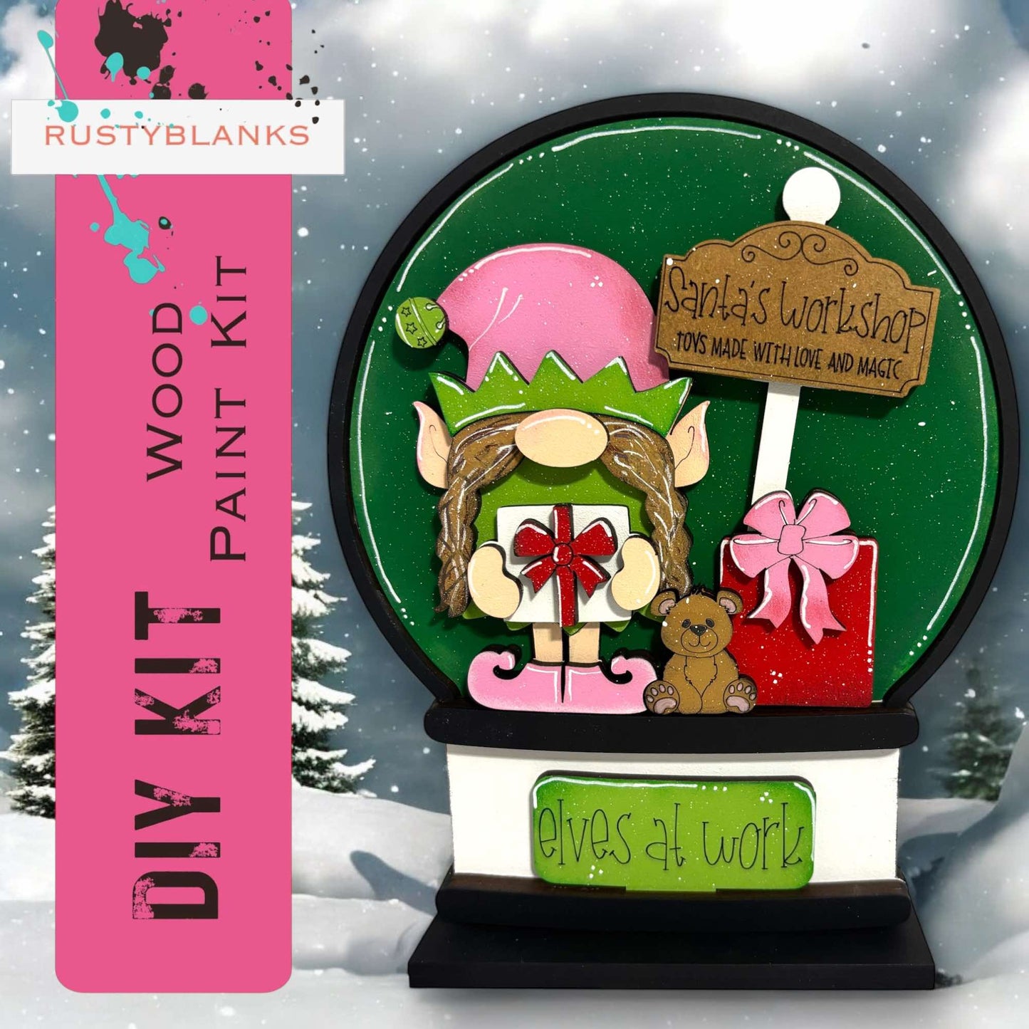 a snow globe with a picture of a elf inside of it