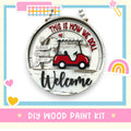 this is how we roll welcome sign with a red car