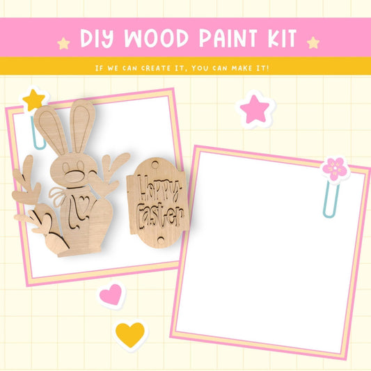 a wooden craft kit with a picture of a bunny