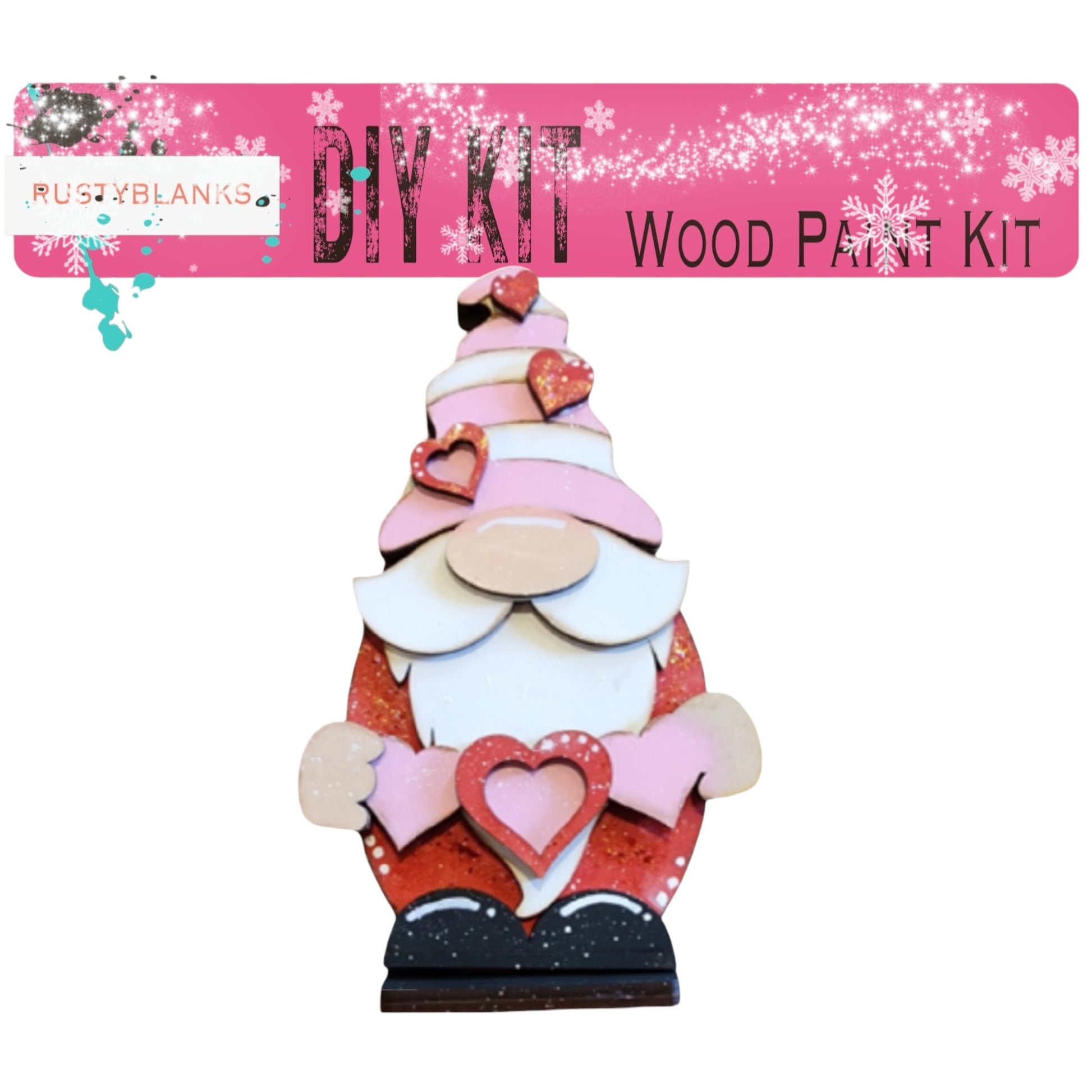 a wooden craft kit with a santa clause holding a heart