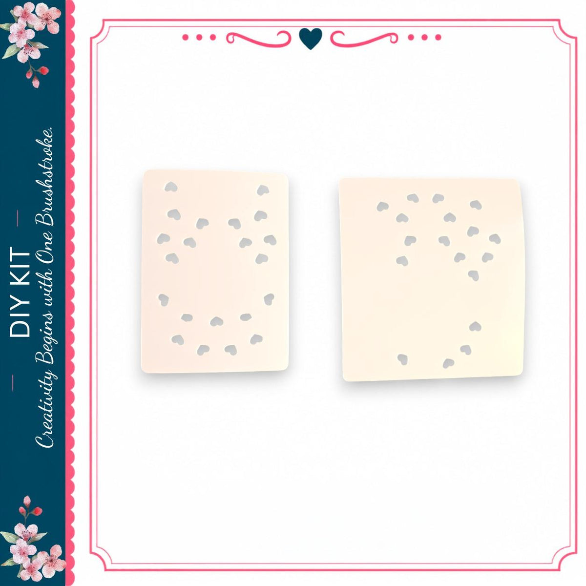 two square pieces of paper with a pattern of small holes or dots on them, arranged side by side.