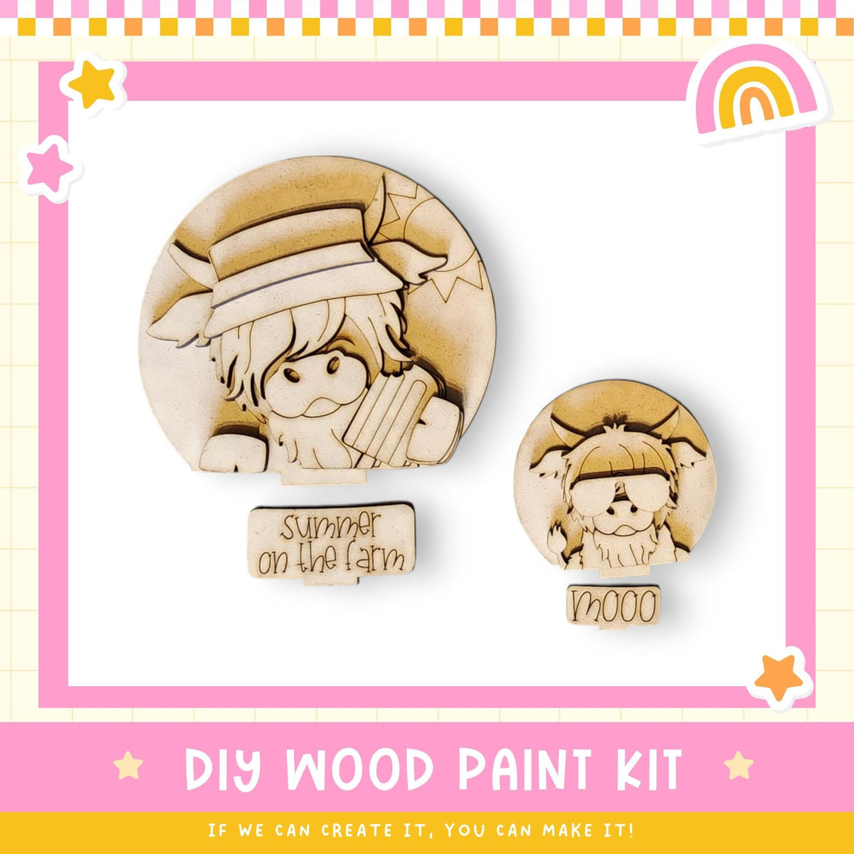 a picture of a wooden paint kit with a picture of a girl and a dog