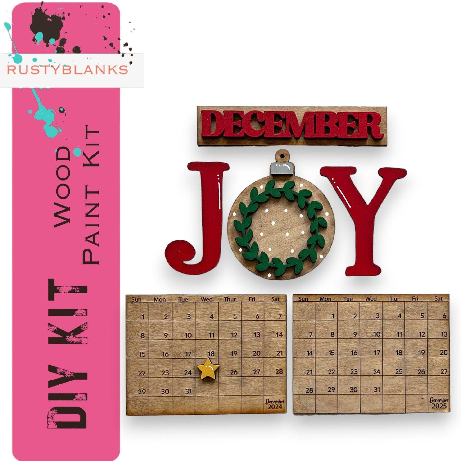 December 2024/25 Barn Calendar Insert Set, DIY Wood Banks, Interchangeable Calendar - RusticFarmhouseDecor