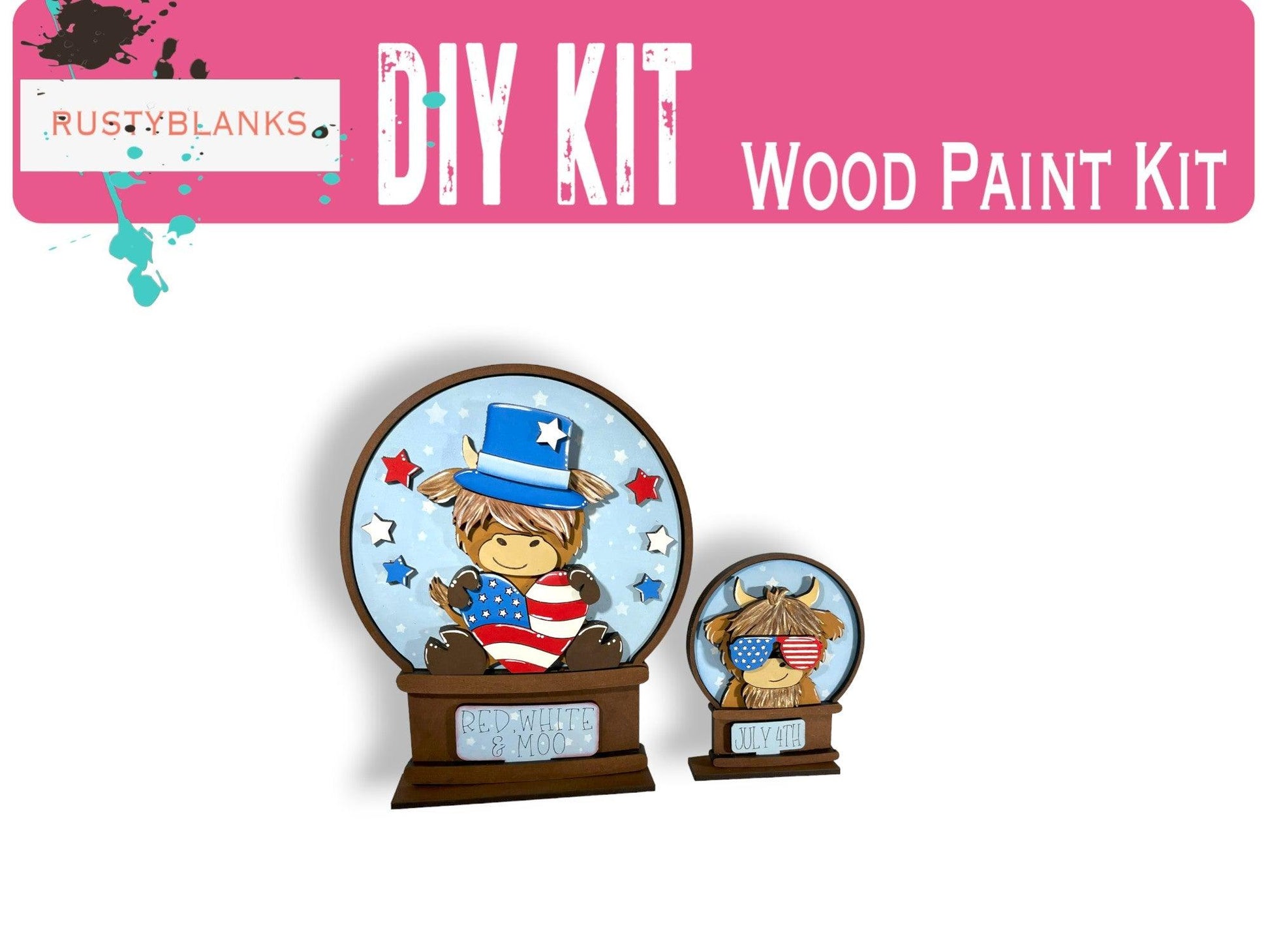 a picture of a wooden paint kit with a picture of a dog