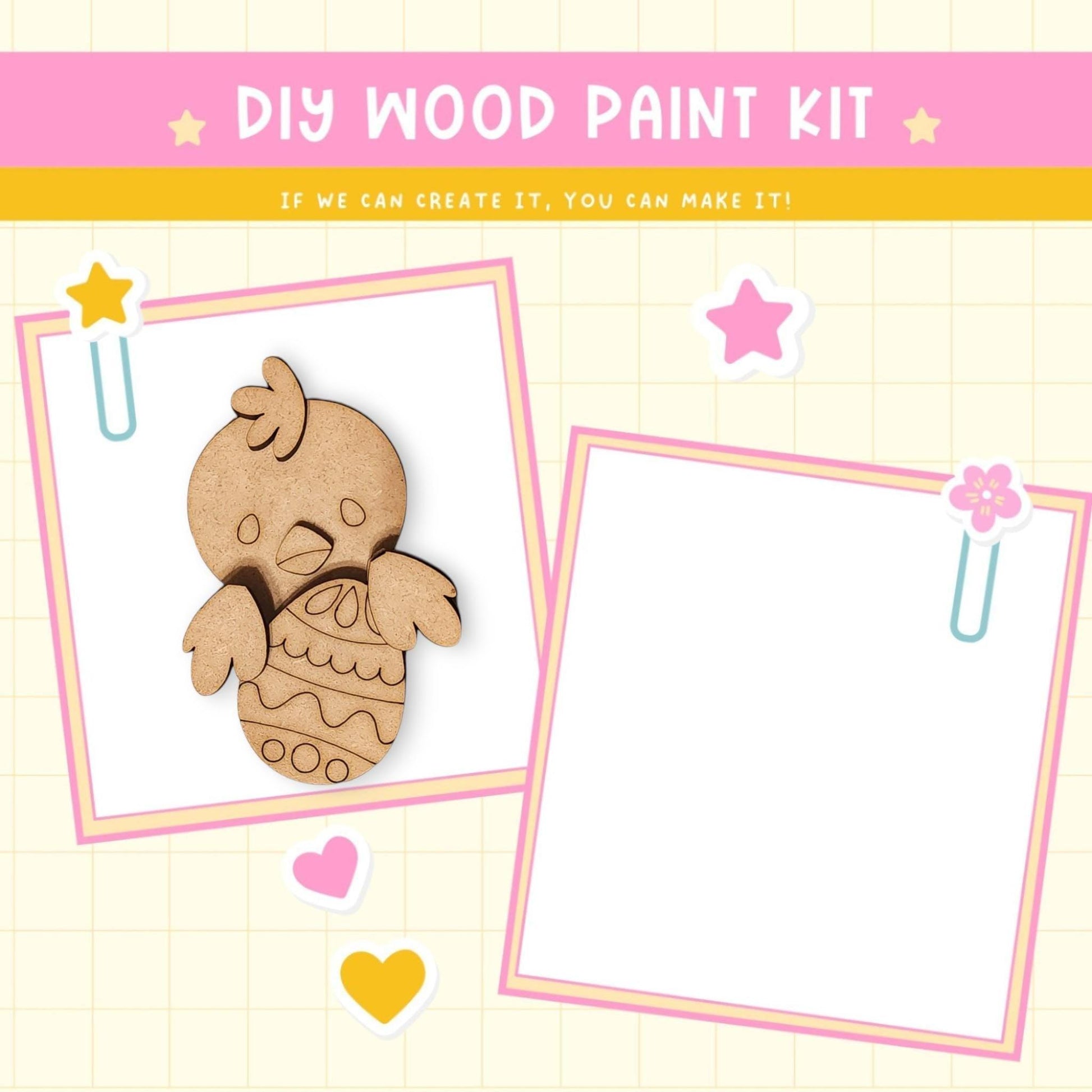 a wooden craft kit with a picture of a teddy bear