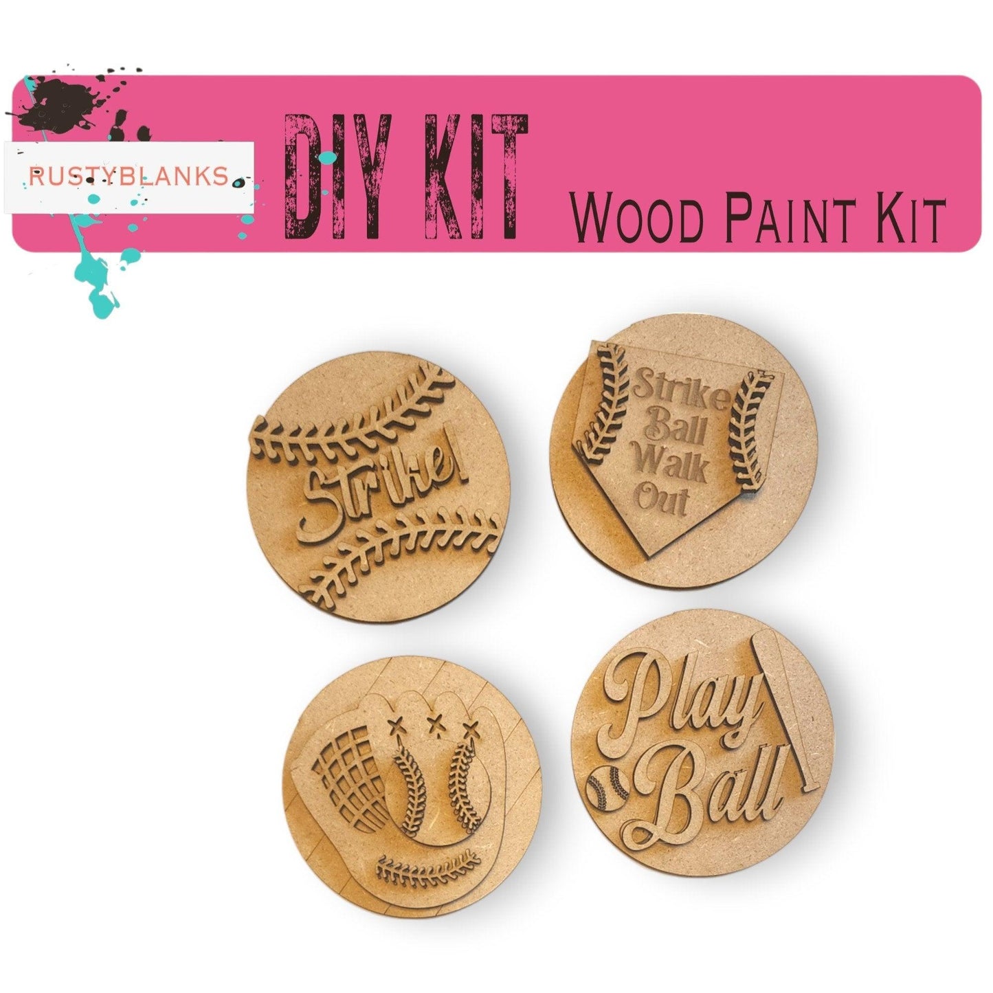 DIY Baseball Bundle Jar Lids / DIY Wood Blank / Unfinished Wood Kit / Interchangeable Frame/ Candy Jar Lid/ Laser Cut - RusticFarmhouseDecor