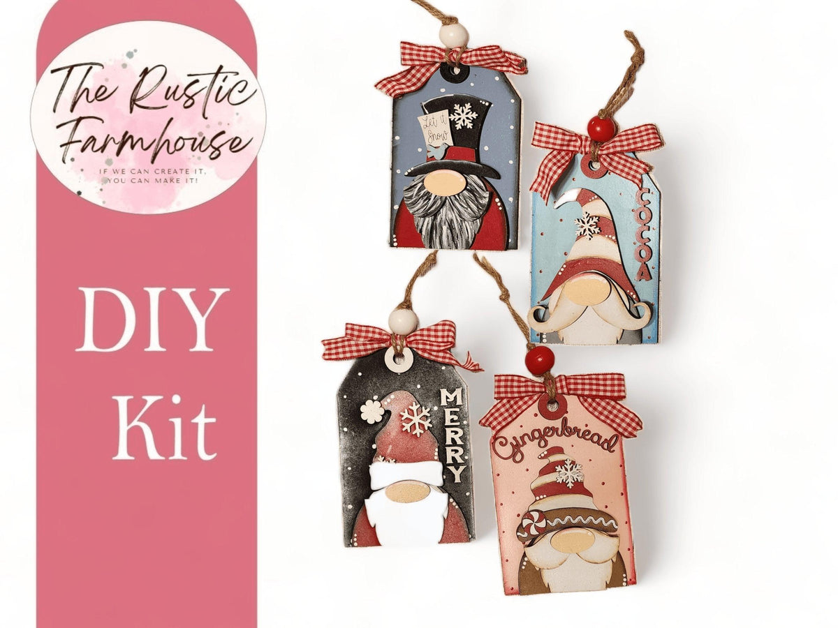 DIY Christmas Gnome Ornament Tags for trees or gifts. - RusticFarmhouseDecor