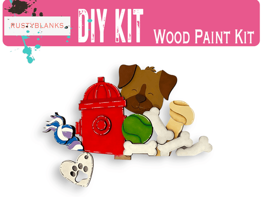 Dog with fire hydrant for the Interchangeable Flower Basket Decor - Wood Blank for Painting - Inserts for Basket - RusticFarmhouseDecor