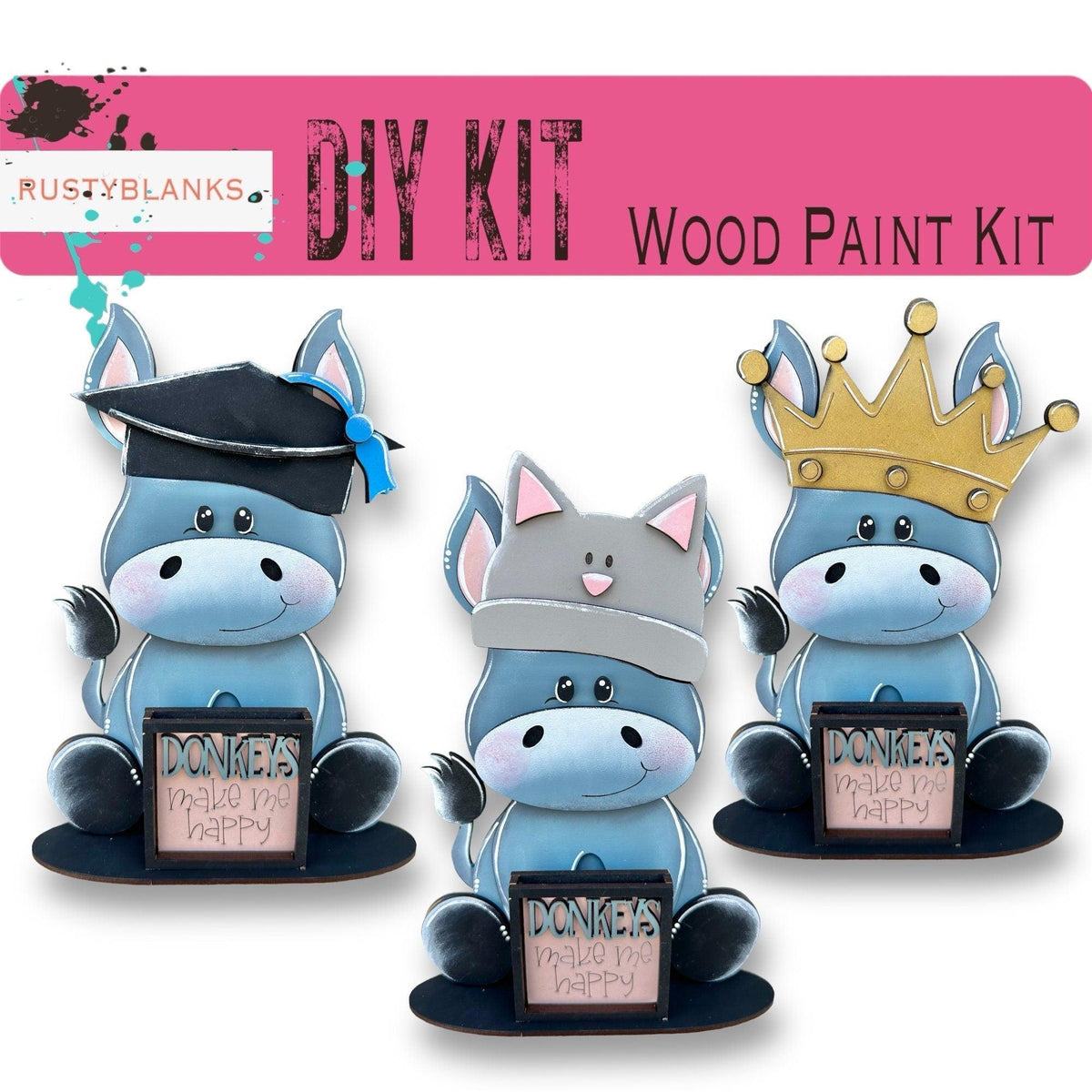 Donkey with 12 Interchangeable Seasonal Hats, Insert and tile holder, Season DIY Decor - RusticFarmhouseDecor