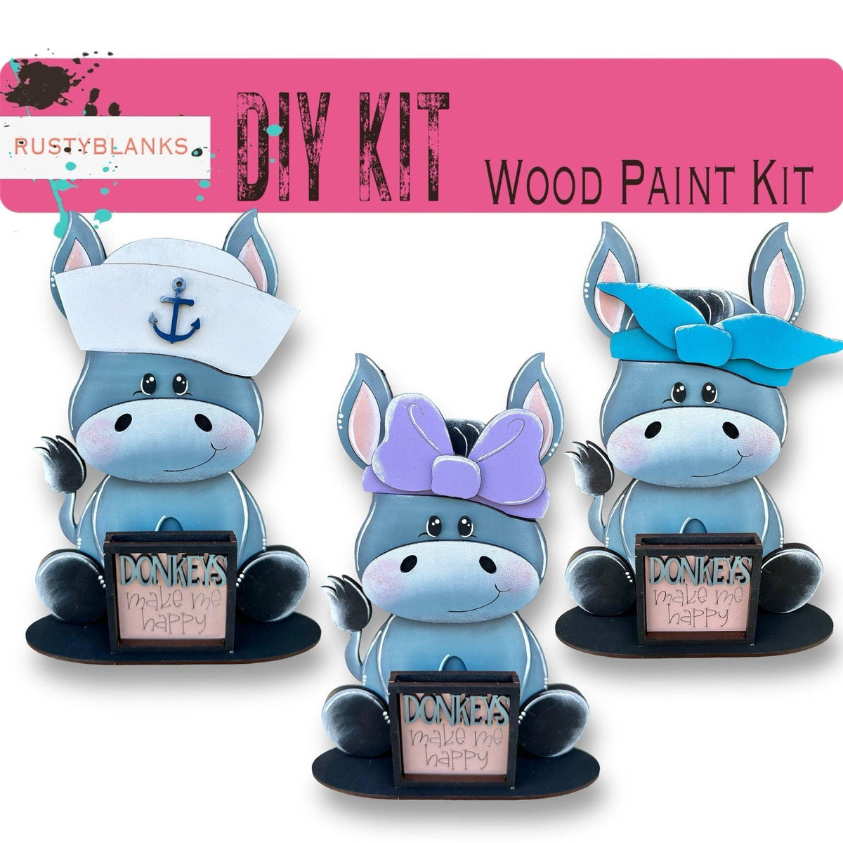Donkey with 12 Interchangeable Seasonal Hats, Insert and tile holder, Season DIY Decor - RusticFarmhouseDecor