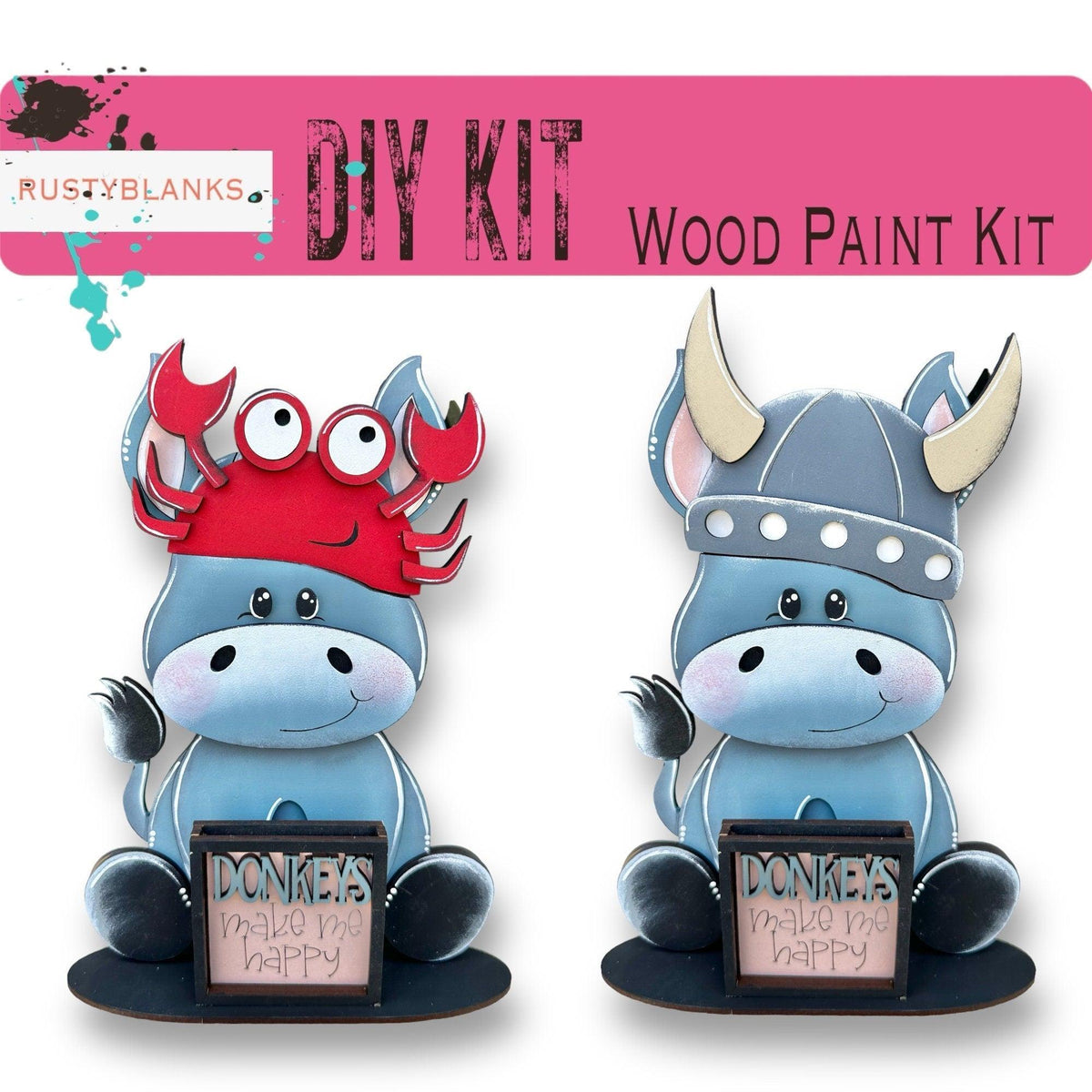 Donkey with 12 Interchangeable Seasonal Hats, Insert and tile holder, Season DIY Decor - RusticFarmhouseDecor