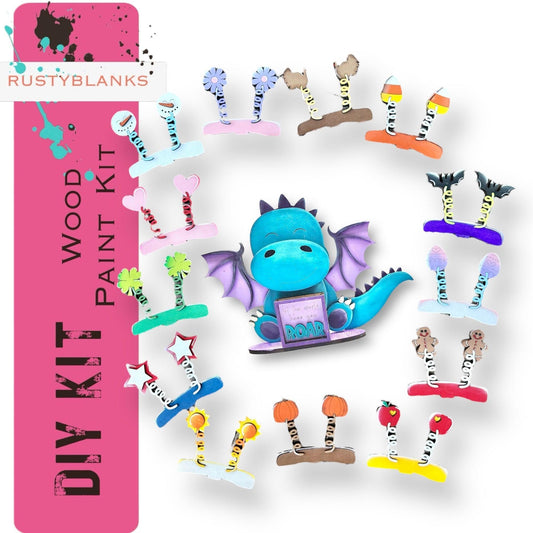 Dragon with 12 Interchangeable Seasonal Hats, Insert and tile holder, Season DIY Decor - RusticFarmhouseDecor