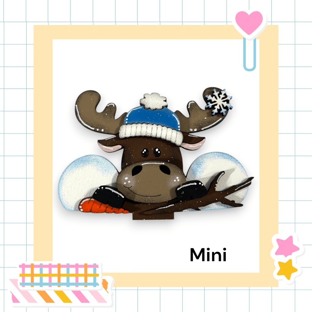 a card with a picture of a moose wearing a hat