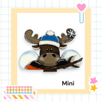 a card with a picture of a moose wearing a hat