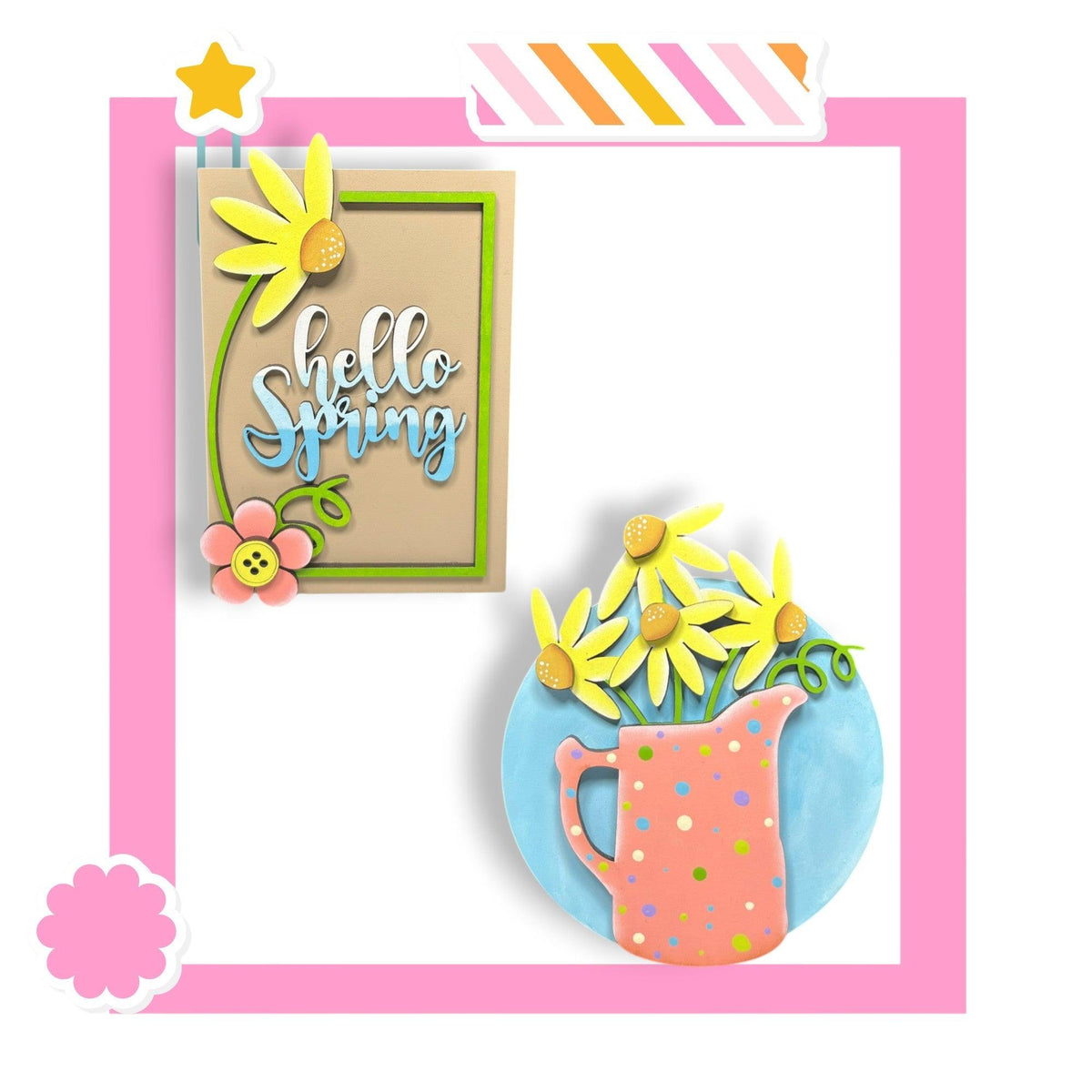 a card with a picture of a vase of flowers
