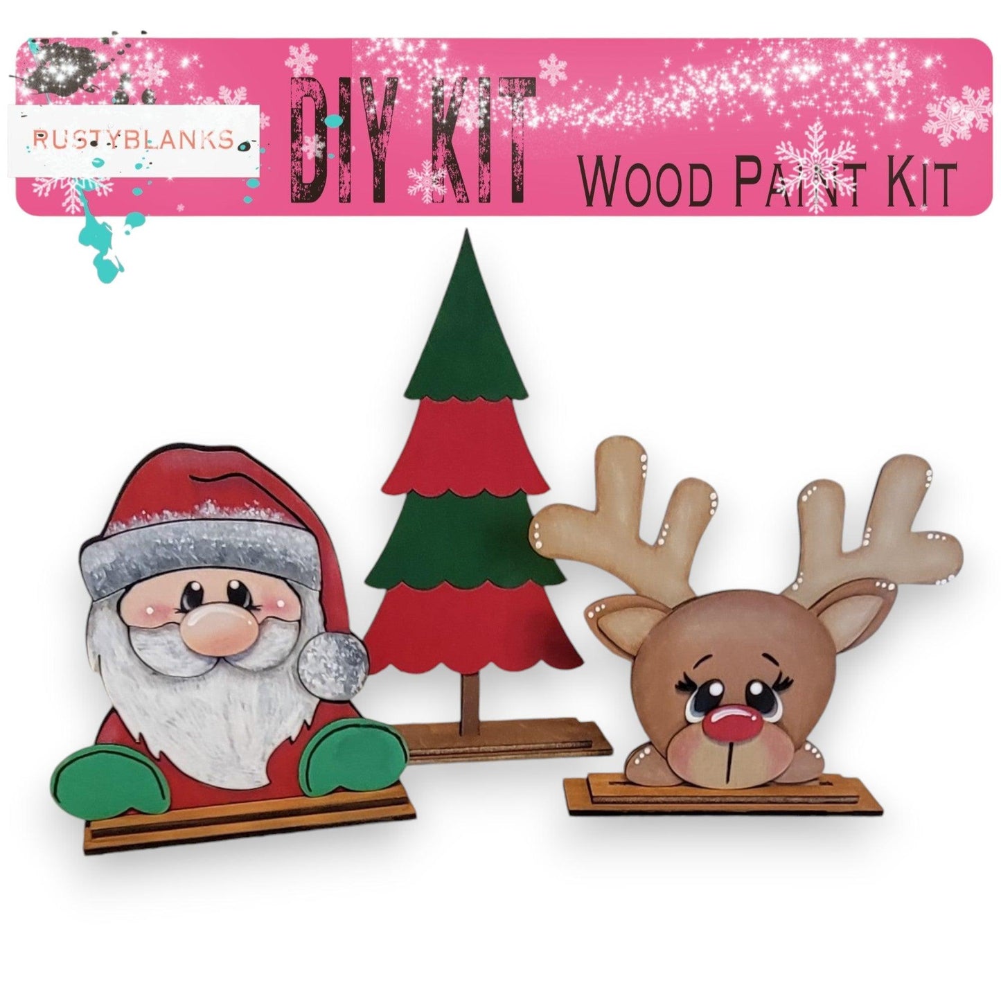 a paper craft kit with a santa and reindeer