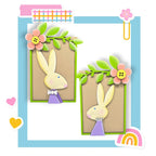 a card with a picture of a bunny and a rainbow