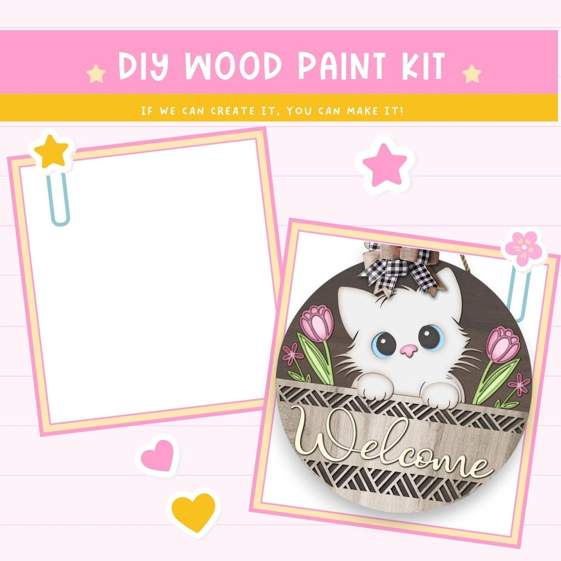 a card with a picture of a cat in a basket