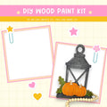 a picture of a lantern and some pumpkins