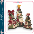 three uniquely decorated Christmas trees, each with different patterns and ornaments, creating a festive and creative display.