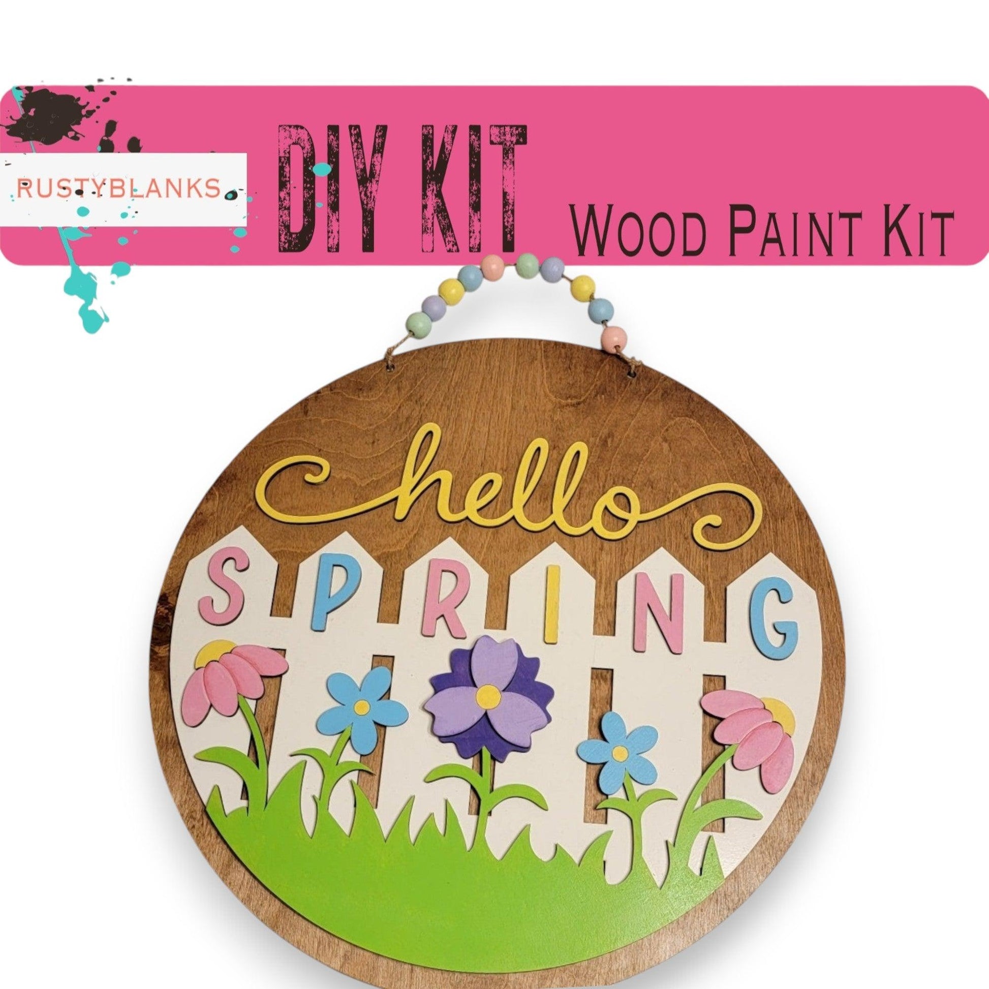 a wooden sign that says hello spring painted on it