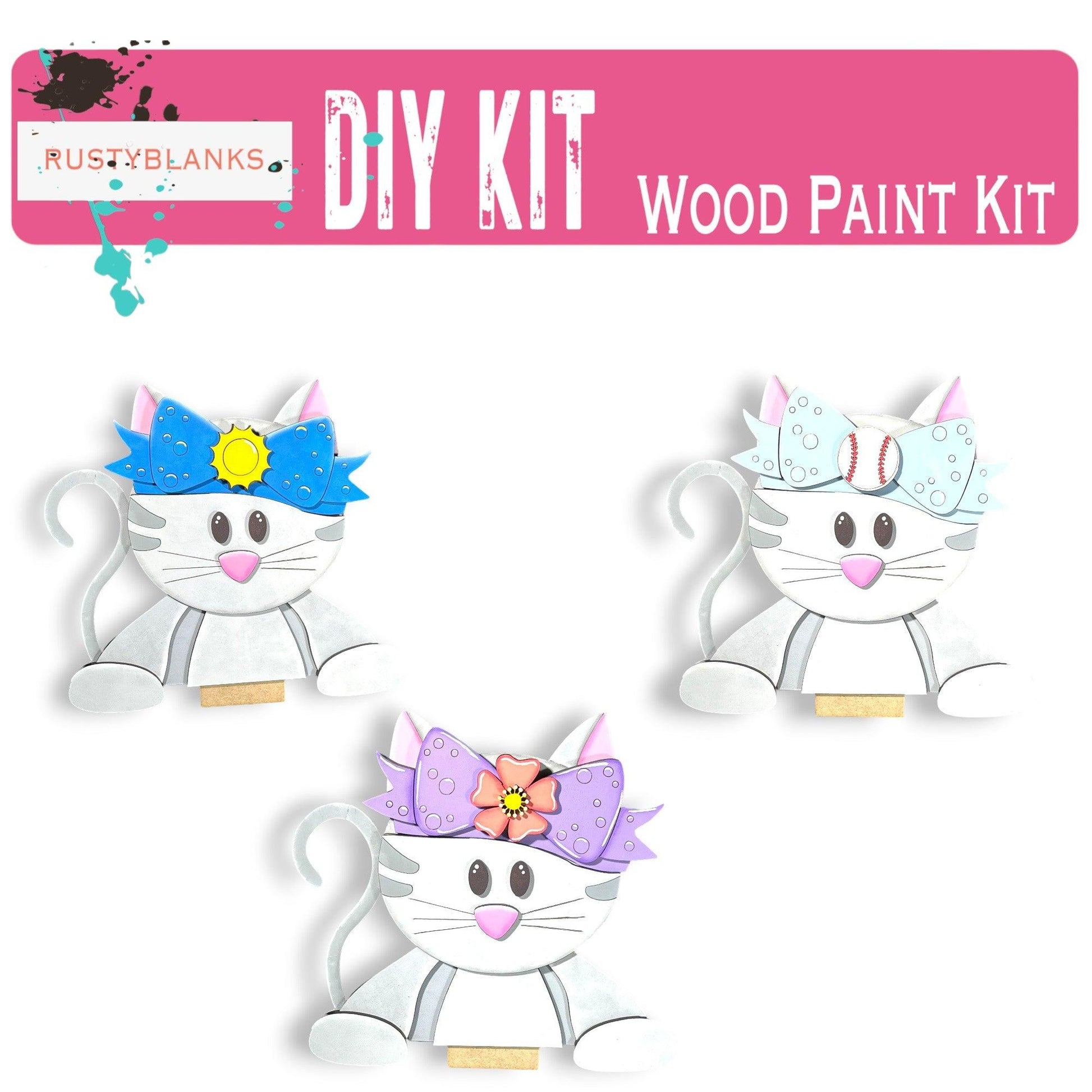 a paper craft kit of a cat with a bow