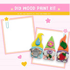 a card with a picture of a gnome, a cat, and a gnome