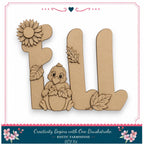 A DIY kit for creating a fall-themed decoration, featuring a bird holding a sunflower and leaves.