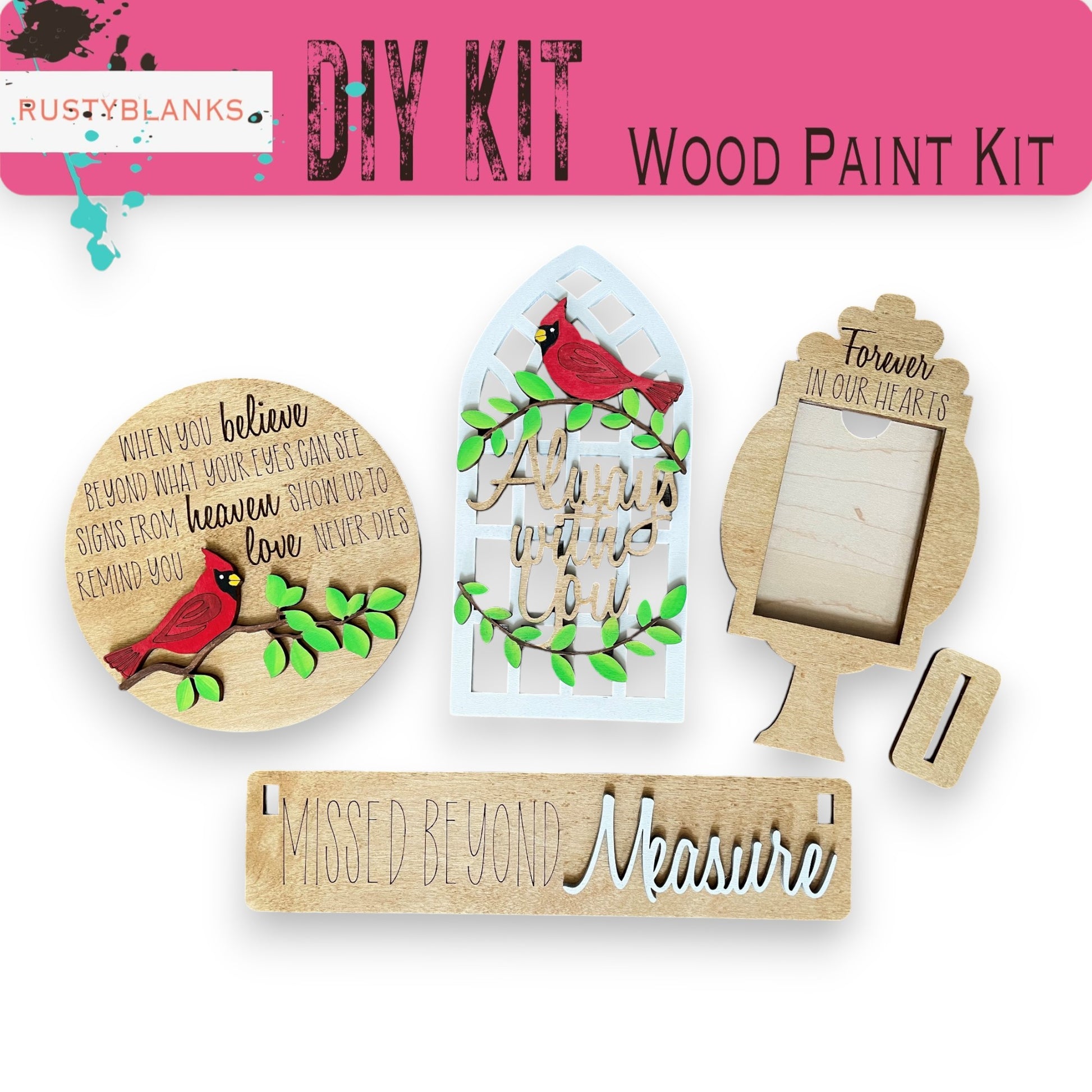 a wooden craft kit with a picture frame and magnets