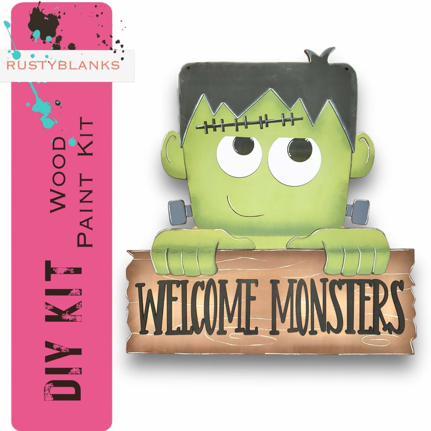 a sign with a cartoon character holding a sign that says welcome monsters