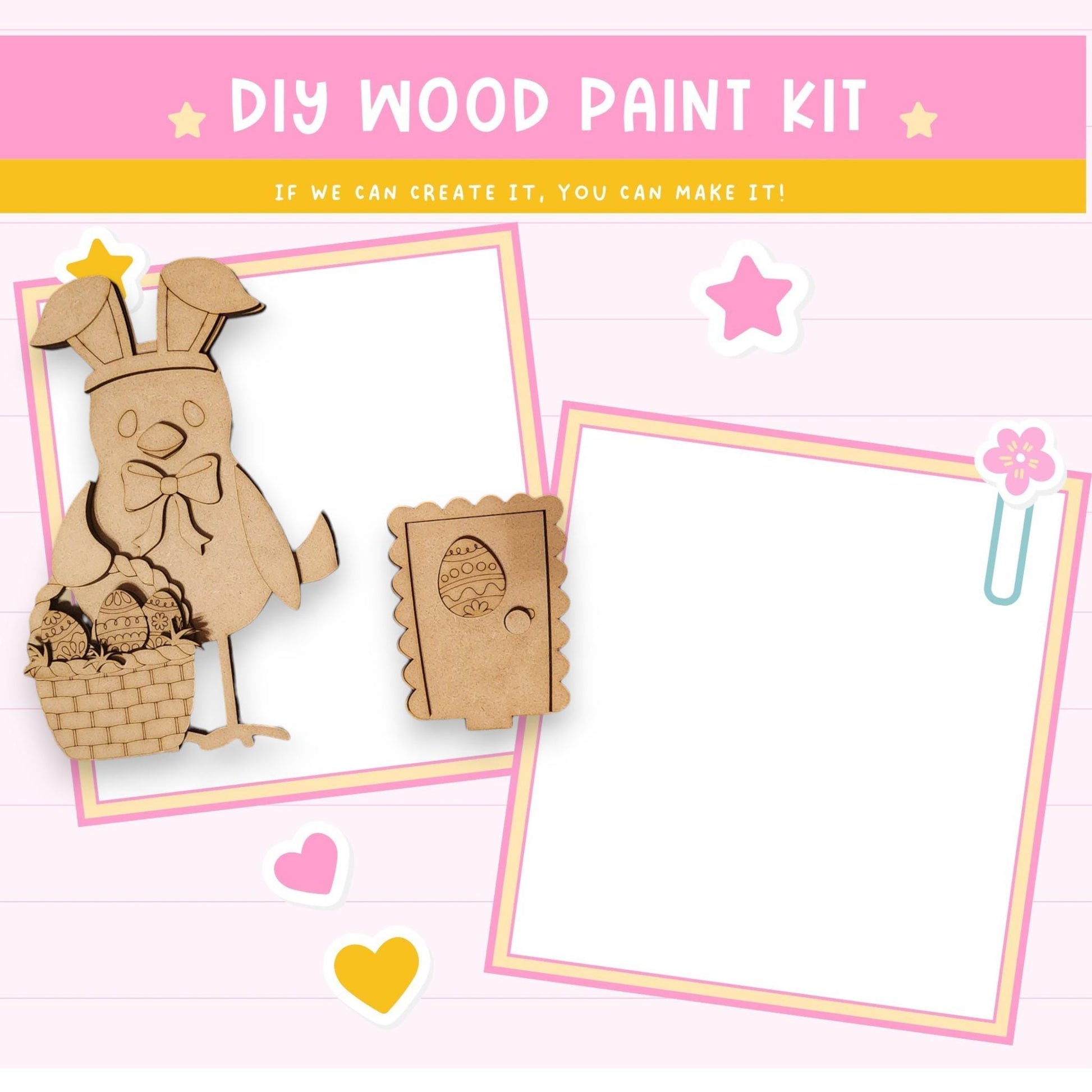 a wooden craft kit with a picture of a bunny