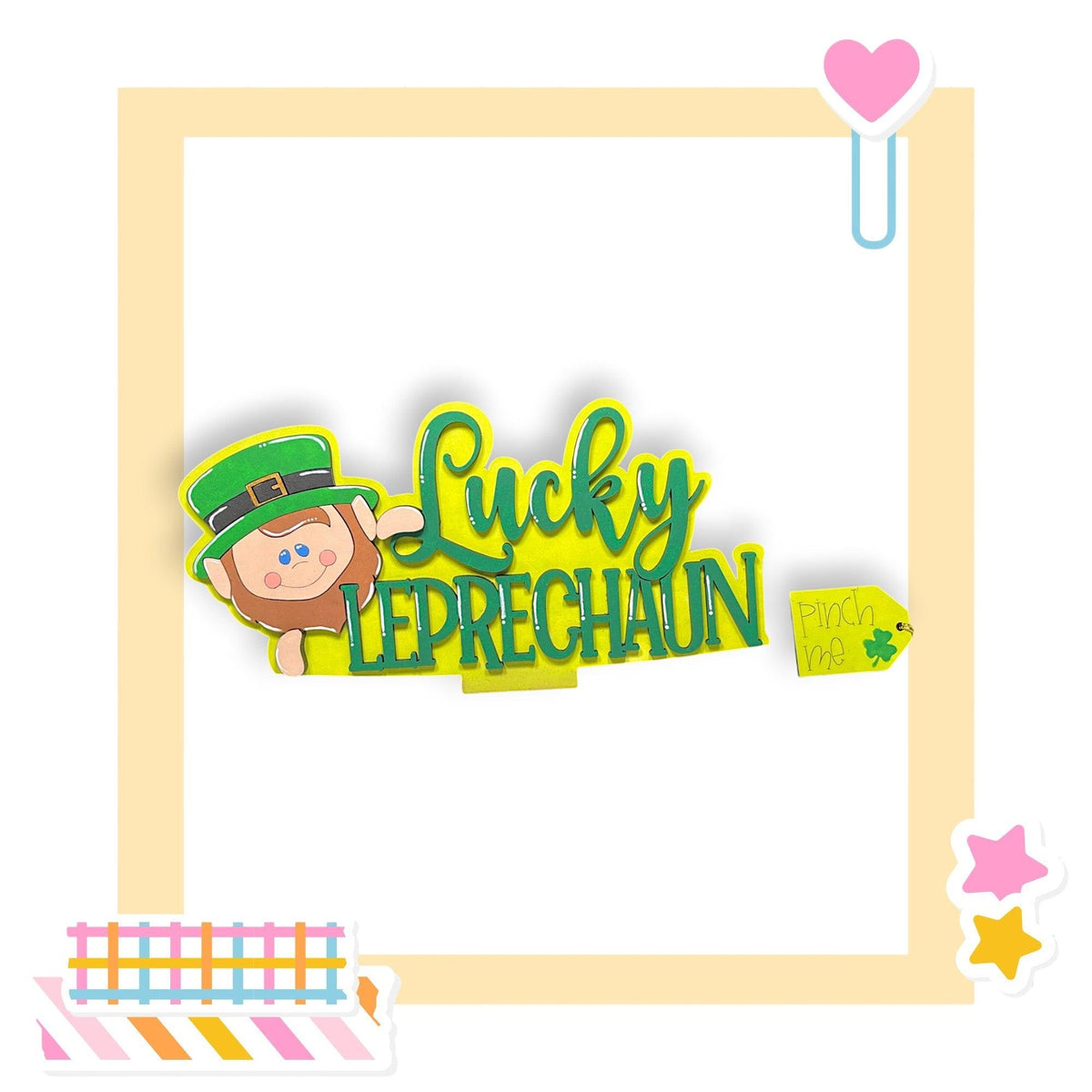 a picture of a sticker with a leprechaun on it