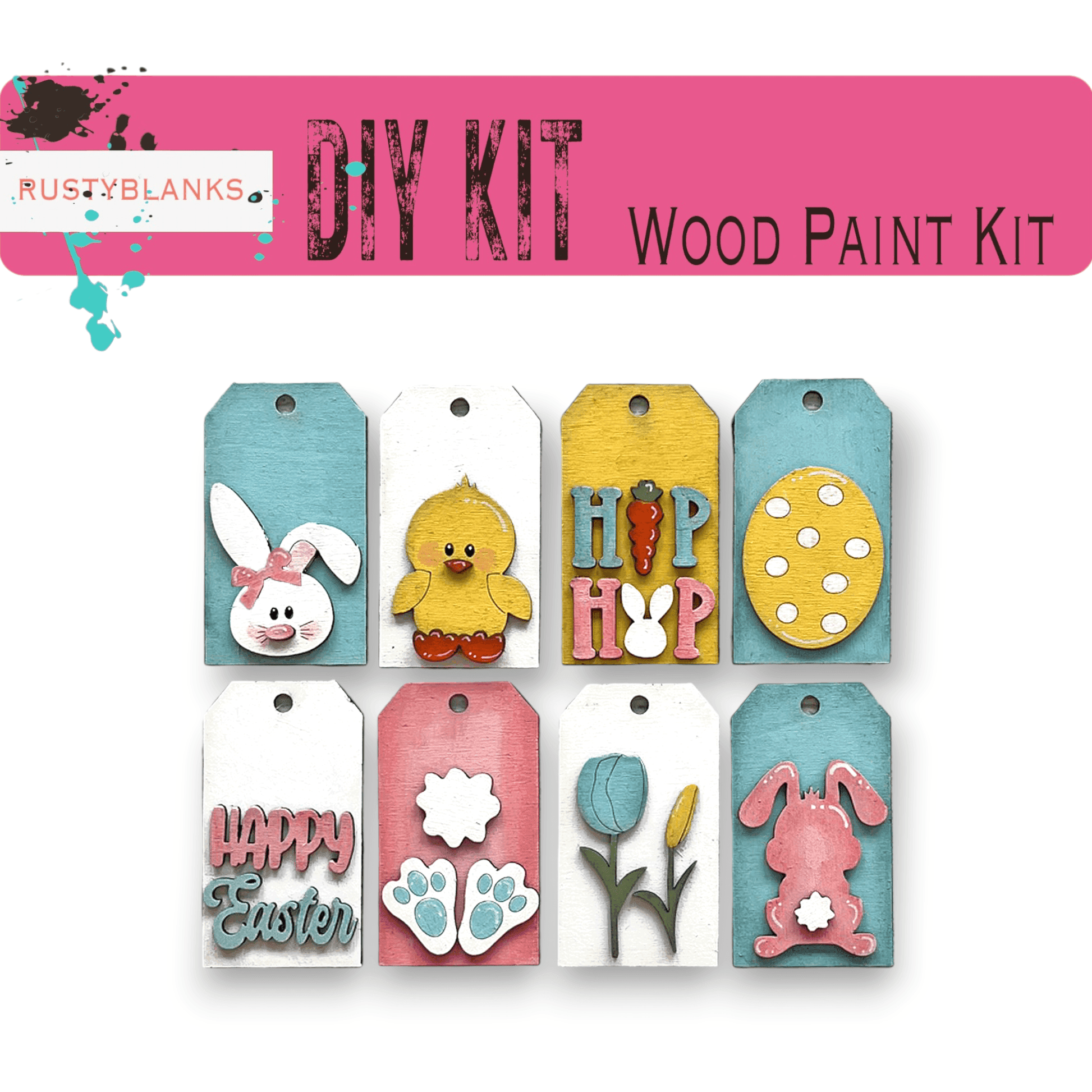 Easter Bunny Gift Basket Tags, Unfinished DIY Wood Kit, Blanks to Decorate Home Decor - RusticFarmhouseDecor