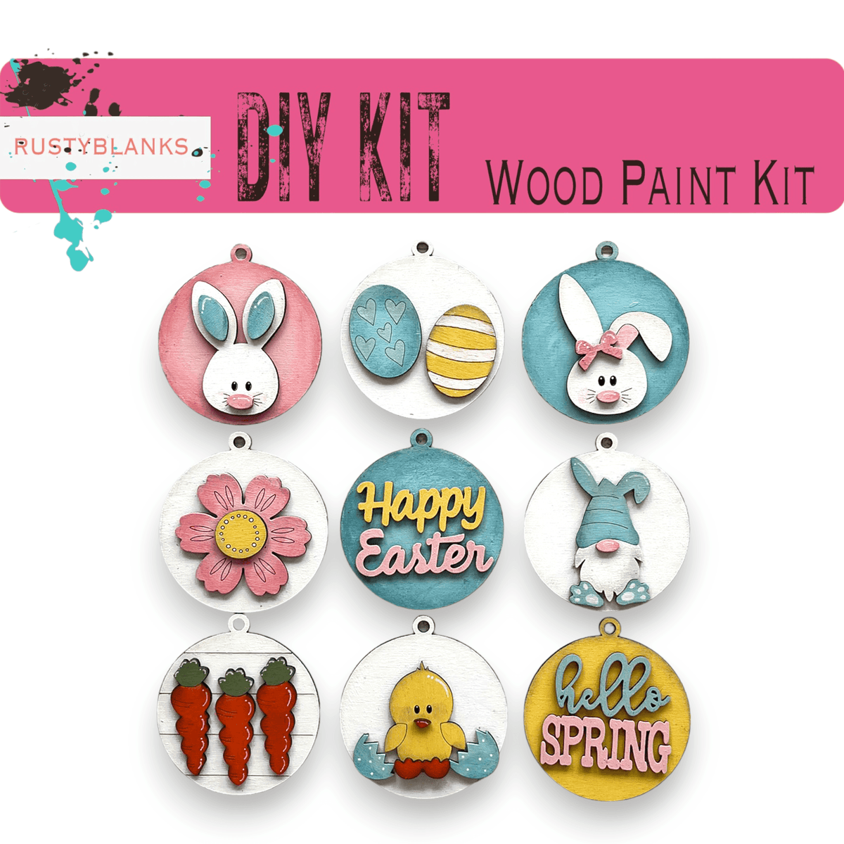 Easter Bunny Ornament and Gift Tag Bundle - RusticFarmhouseDecor