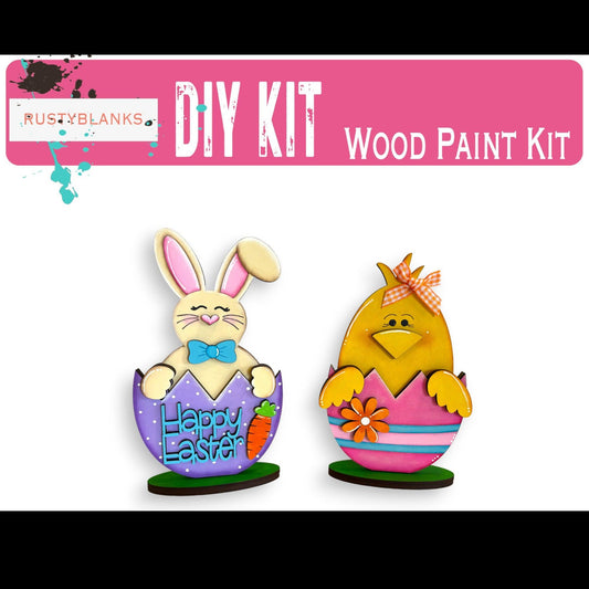 Easter Egg Duo, Bunny and Chick DIY Shelf Sitter Kit - RusticFarmhouseDecor