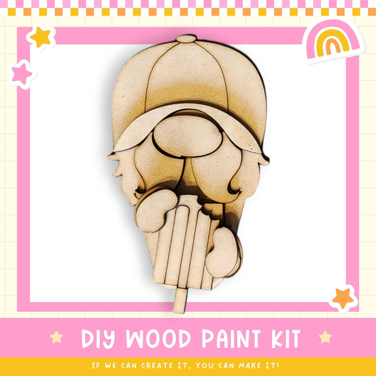 a wooden cutout of a woman's head