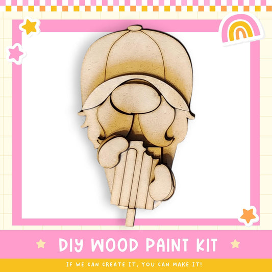 a wooden cutout of a woman's head