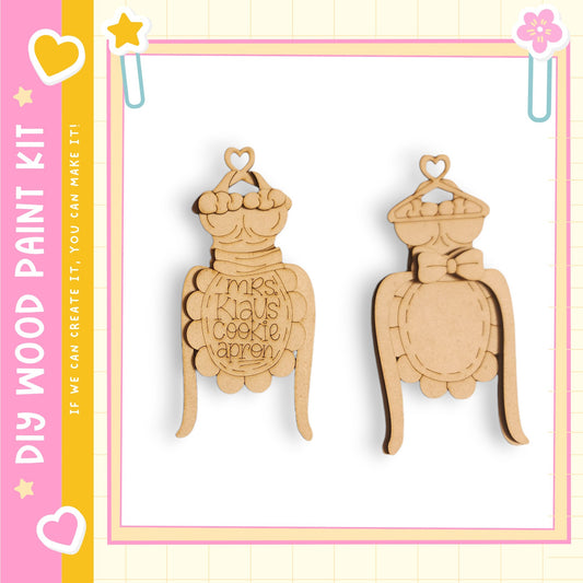 two wooden ornaments, each with a heart-shaped design, attached to a frame. The ornaments appear to be made of wood and are displayed against a white background.